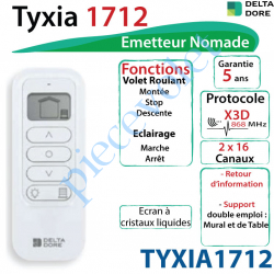 TYXIA1712 Emetteur Nomade Delta Dore Tyxia 1712 X3D Blanc Avec Cadre Blanc (2 x 16 canaux)