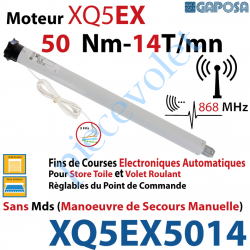 XQ5EX5014 Moteur Radio 868 Mhz 50/14 XQ5EX Fins de Courses Electroniques à Encodeur sans Mds