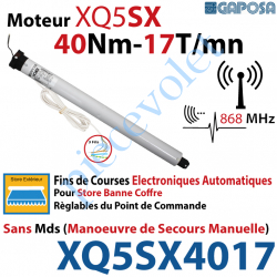 XQ5SX4017 Moteur Radio 868 Mhz de Store Banne Coffre 40/17 XQ5SX Fins de Courses Electroniques à Encodeur sans Mds