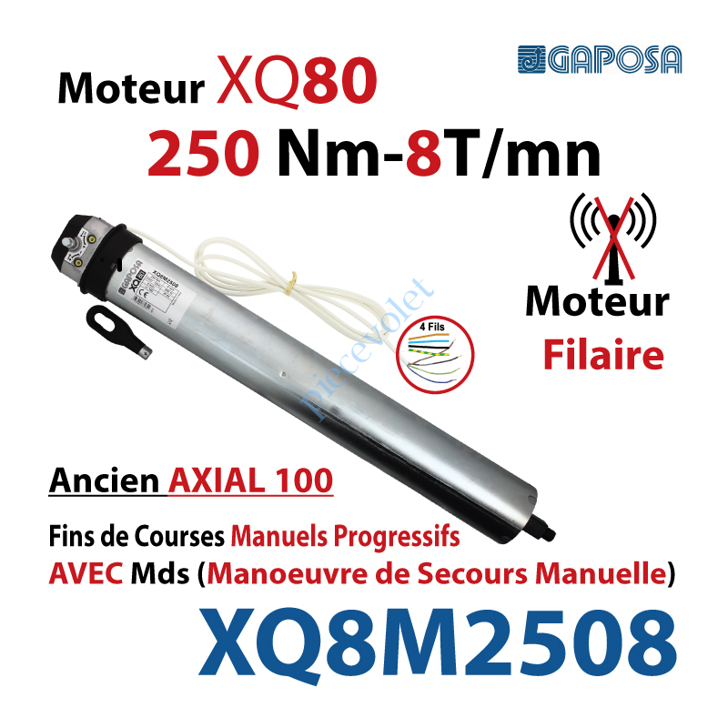 XQ8M2508 Moteur Gaposa Filaire Série XQ 80 250/8 Avec Mds sans Adaptation ni Support
