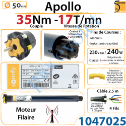 Moteur Somfy Apollo 35/17 LT 50