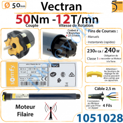 Moteur Somfy Vectran 50/12 LT 50