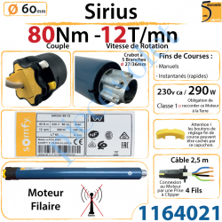 Moteur Somfy Sirius 80/12 LT 60