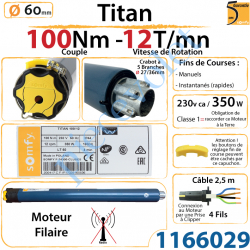 Moteur Somfy Titan 100/12 LT 60