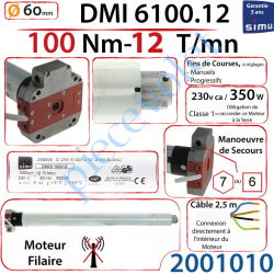 Moteur Filaire DMI 6100.12 Avec FdC à Réglage Progressif...