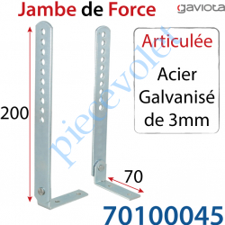 Jambe de Force Articulée en L 70 x 200 mm en Acier...