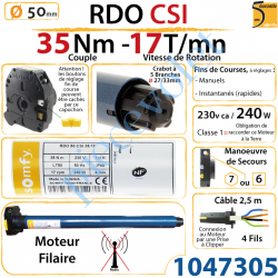 Moteur Rdo 50 Csi 35/17  Avec Mds Hexa 7 & Carré 6 mm