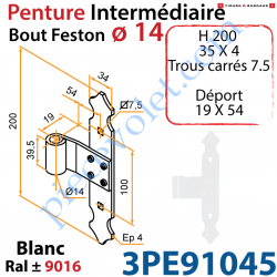 Penture Intermédiaire 200 mm Déport 19x54 en Plat...