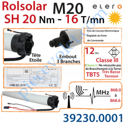 Moteur Radio Solaire RolSolar M20-868 SH DC 12vcc 10/16...