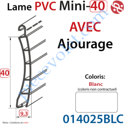 Lame Pvc Double Paroi Mini-40 de 40 x 9,3 Coloris Blanc...