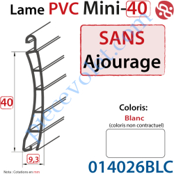 Lame Pvc Double Paroi Mini-40 de 40 x 9,3 Coloris Blanc...