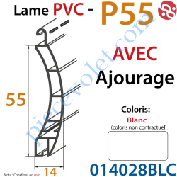 Lame Pvc Double Paroi P-55 de 55 x 14 Coloris Blanc Avec...