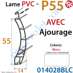 Lame Pvc Double Paroi P-55 de 55 x 14 Coloris Blanc Avec...