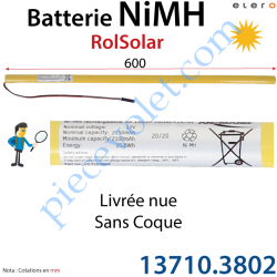 Batterie NiMH Longue Cylindrique pour RolSolar Sans Coque...