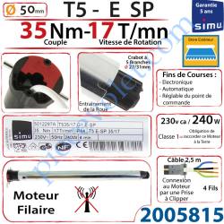 Moteur E SP 35/17 Filaire T5 sans Mds