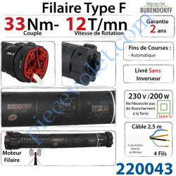 Moteur Bubendorff Filaire Electronique Type:F 33 Nm...