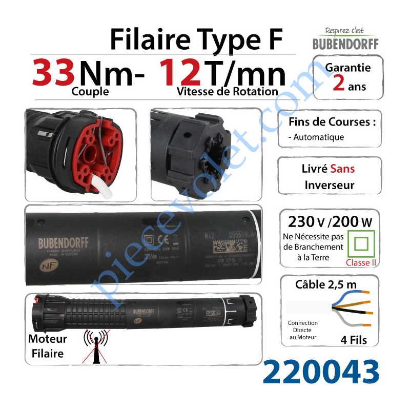 Moteur Bubendorff Filaire Electronique Type:F 33 Nm Réglage