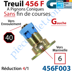 Treuil Débrayable Gauche à Pignons Côniques 456F Entrée...