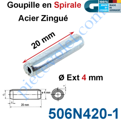 Goupille en Spirale ø 4 Lg 20 mm en Acier Zingué