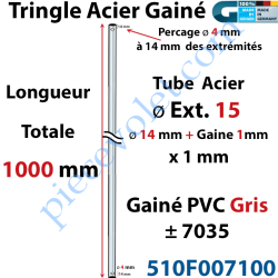 Tringle Acier Gainé Plastique Gris ø 15 mm Lg 1000 mm