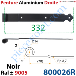Penture Aluminium Droite Festonée Longueur: 332mm Noeud...