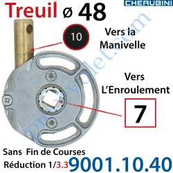 Treuil ø 48 Entrée Rond 10 Mâle lg16 Sortie Carré 7...