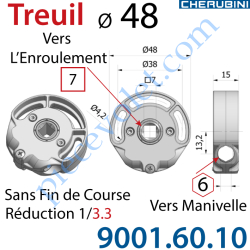 Treuil ø 48 Entrée Hexa 6 Femelle Sortie Carré 7 Femelle...