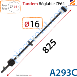 Tandem Zf 64 Axe Longueur 835 mm ø 16 mm Mâle Réglable de...