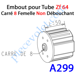 Embout Zf 64 Alésé en Carré de 8 mm Femelle Non Débouchant