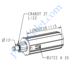 Embout Escamotable Zf 54 Crabot Zf Mâle Axe ø12 Rainuré...
