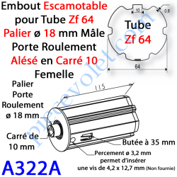 Embout Escamotable Zf 64 Téton ø18 Mâle Alésé en Carré de...