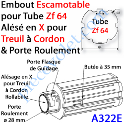 Embout Escamotable Zf 64 Porte Roulement ø28 Alésé en X...