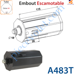 Embout Escamotable Octo 60 Téton ø18 Axe ø12 Rainuré pour...