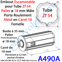 Embout Escamotable Zf 54 Téton ø18 Mâle Alésé en Carré de...