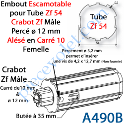 Embout Escamotable Zf 54 Crabot Zf Mâle Alésé ø12 mm Pds...