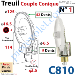 Treuil Couple Cônique n° 1 Entrée Hexa 7 Femelle Sortie...