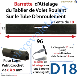 Attelage Tablier Longueur 96mm pour Sangle Souple pour...