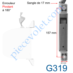 Enrouleur Pivotant de Sangle Alutoile Blanc Largeur 17 mm...