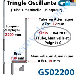 Tringle Oscillante Alu-Acier Gris ± Ral 7035 Long Totale...