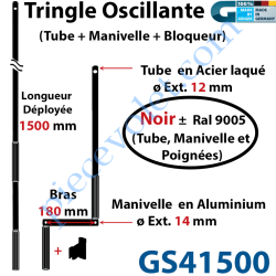 Tringle Oscillante Alu-Acier Noir ± Ral 9005 Long Totale...