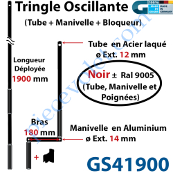 Tringle Oscillante Alu-Acier Noir ± Ral 9005 Long Totale...