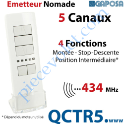 Emetteur Nomade Gaposa 434 MHz 5 Canaux 4 Fonctions...