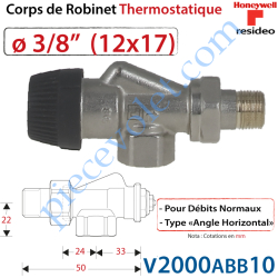 Corps de Robinet Thermostatique en Equerre Inversée 3/8"...