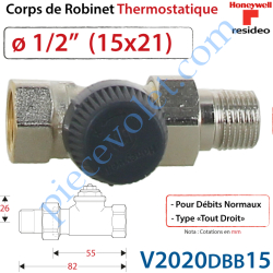 Corps de Robinet Thermostatique Droit 1/2" M30 x 1,5