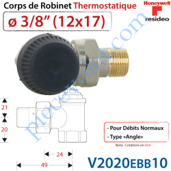 Corps de Robinet Thermostatique en Equerre 3/8" M30 x 1,5