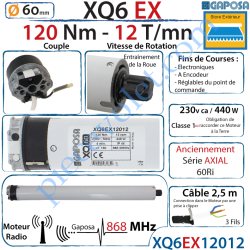 Moteur Radio 868 Mhz 120/12 XQ6EX Fins de Courses...