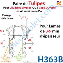 Tulipe Avec Patte Métallique 4 Trous pour Volet Roulant...