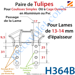 Tulipe Avec Patte Métallique 4 Trous pour Volet Roulant...