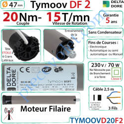 Moteur Filaire Electronique Tymoov DF2 20/15 Tête Rollia...