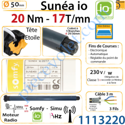 Moteur Sunéa 20/17 io LT 50 sans Mds